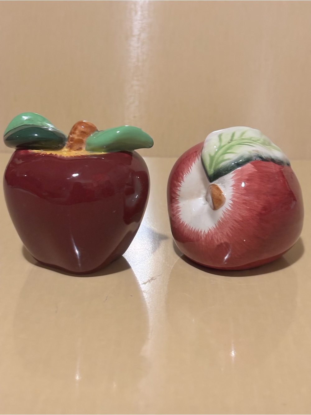 Vintage Ceramic Apple Salt and Pepper Shakers
